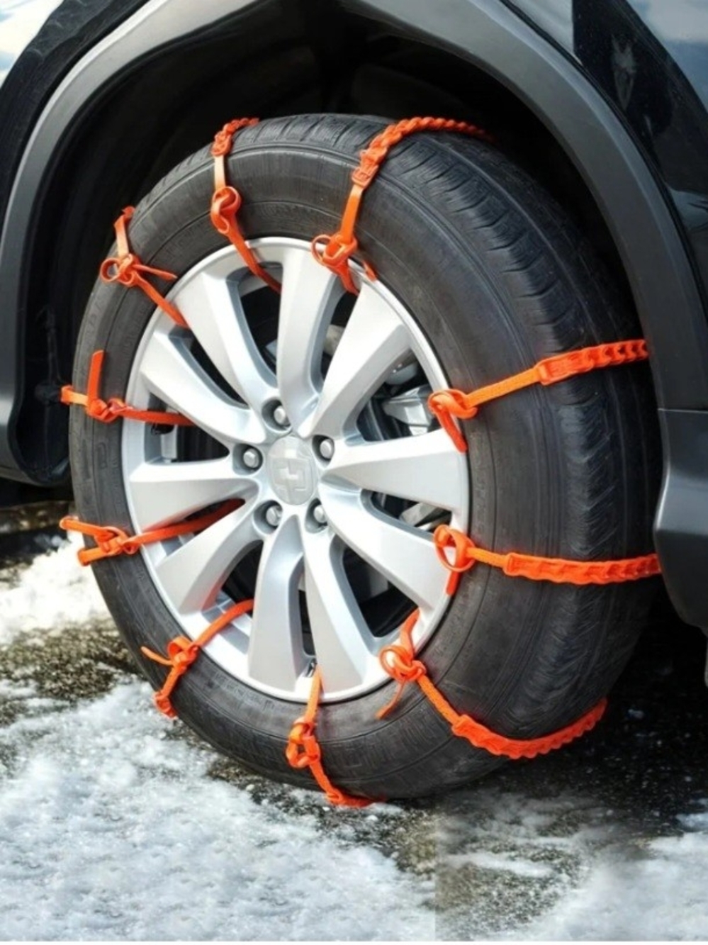 Universal Orange Snow Tire Traction Straps for Cars